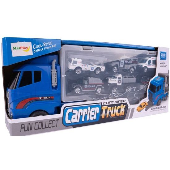 Nákladní auto se 6 kovovými autíčky a skluzavkou Carrier Truck