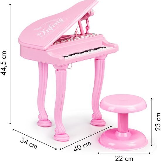 Ecotoys dětský elektronický klavír s mikrofonem a židličkou HC482 růžový