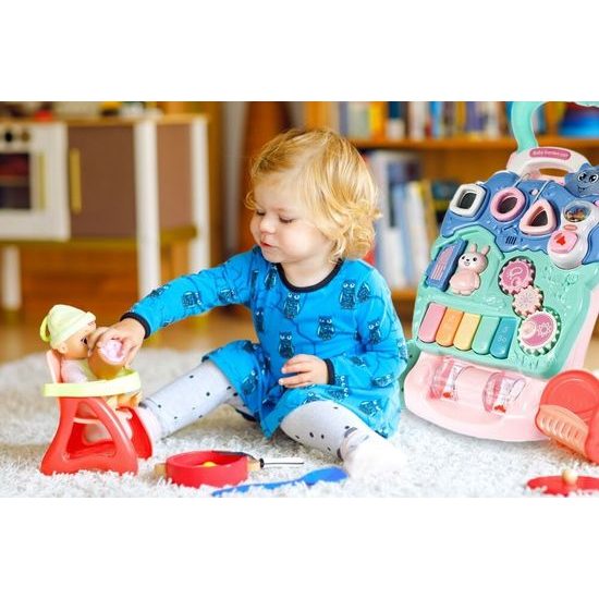 ROZBALENO Interaktivní chodítko s hracím panelem 2v1 Bunny Stroller