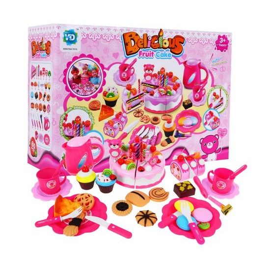 Ecotoys narozeninová sada Dort růžová 80 součástí