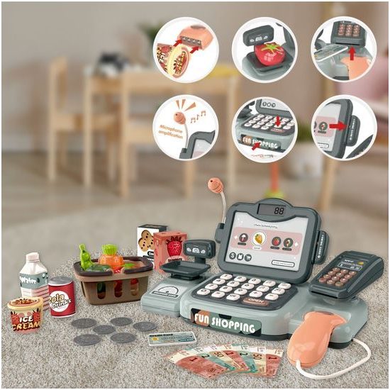 Dětská elektronická pokladna s váhou a pohyblivým pásem Fun Shopping