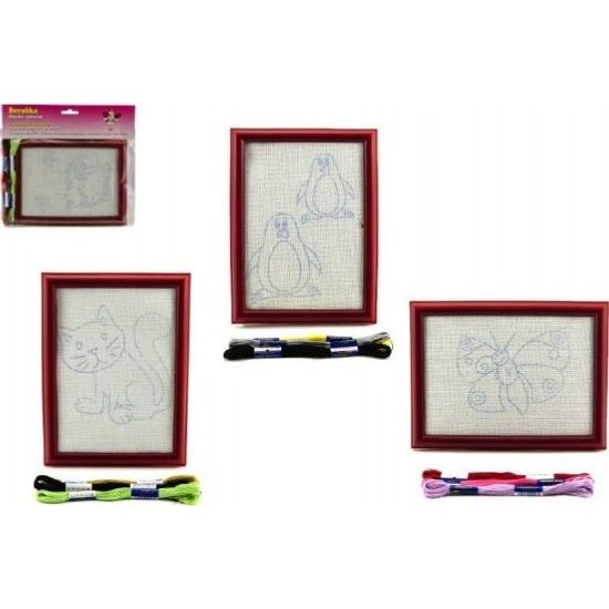 Vyšívání obdélníkový rámeček na pověšení, 3 příze - mix druhů