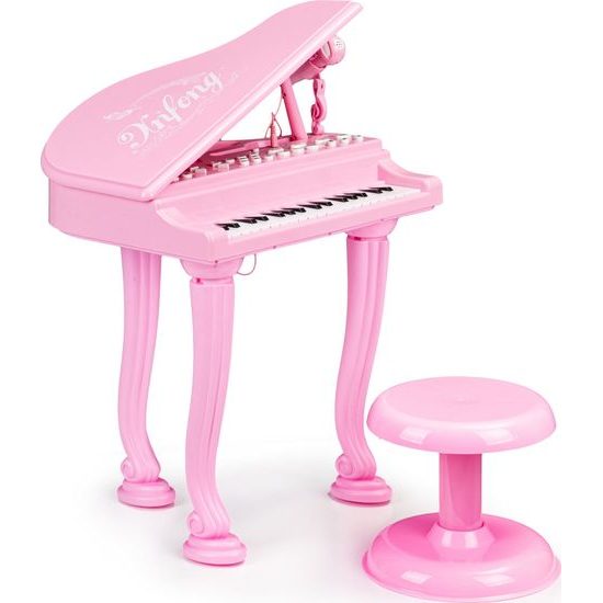 Ecotoys dětský elektronický klavír s mikrofonem a židličkou HC482 růžový