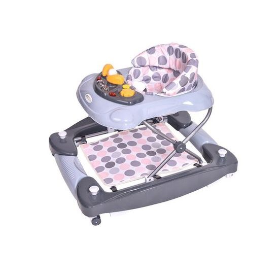 Ecotoys dětské chodítko s houpačkou 2v1 šedé