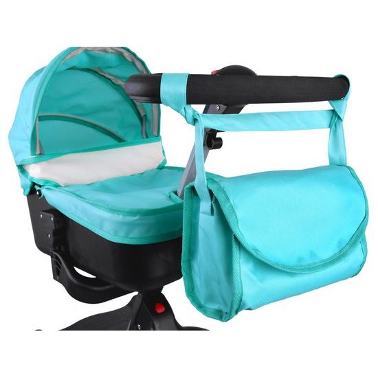 Alice moderní hluboký kočárek pro panenky 4544 tyrkysový