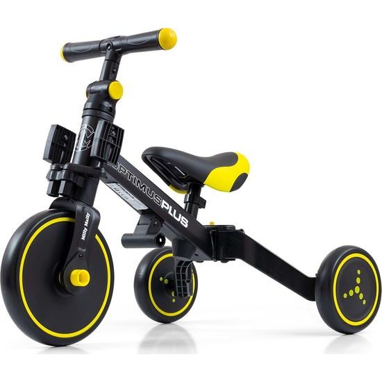Dětská tříkolka 4v1 Milly Mally Optimus Plus s vodící tyčí black