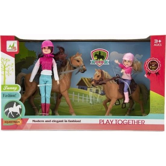 Kůň 2ks + panenka žokejka 2ks