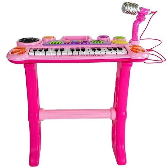 Dětské elektronické klávesy s mikrofonem a židličkou Music Station