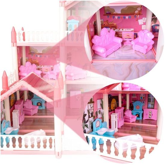 Domeček pro panenky Beautiful Home s příslušenstvím - růžový