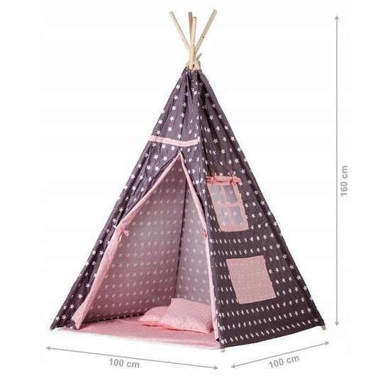 Ecotoys dětský indiánský stan TeePee Růžové hvězdičky