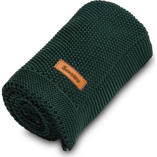 Dětská deka do kočárku pletená 100% bavlna tmavě zelená