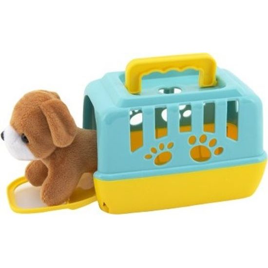 Plyšový pejsek v přenosném boxu - mix barev