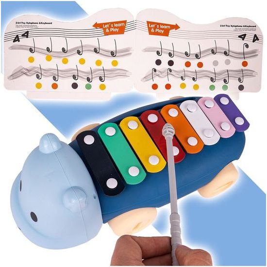 Dětské cimbálky 2v1 s kolečky Hrošík