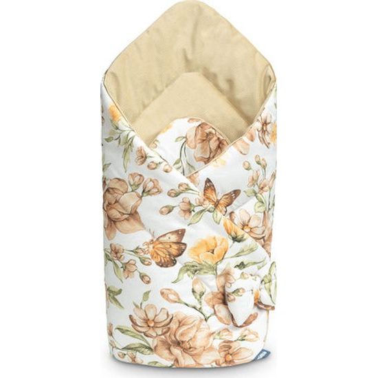 Oboustranná dětská zavinovačka - béžové květy 75x75 cm