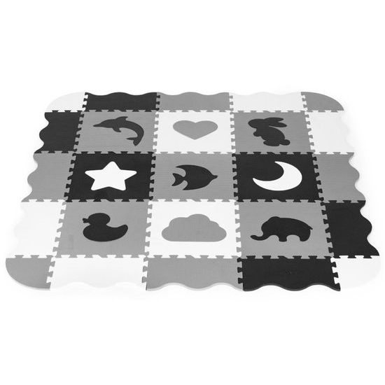 Ecotoys pěnová puzzle hrací deka Gray Puzzle 121 x 121 cm