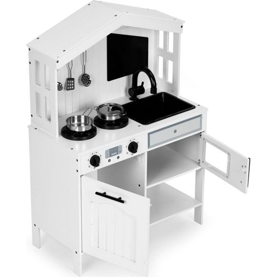 Ecotoys dětská dřevěná kuchyňka s příslušenstvím Domeček - bílá