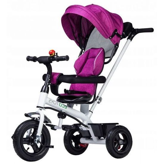 Ecotoys dětská tříkolka se stříškou růžová - nafukovací kola