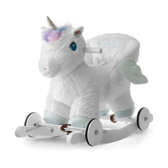 Houpací koník s melodií a kolečky Milly Mally Polly bílý