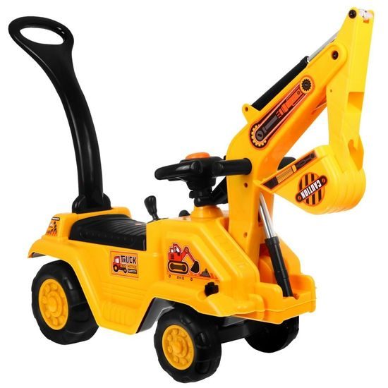 Odrážedlo Bagr s vodící tyčí 2v1 s helmou