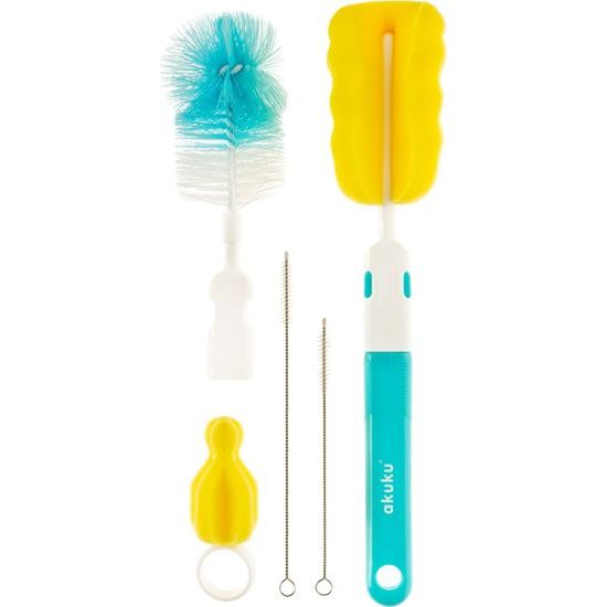 Sada kartáčů na čištění láhví dudlíků a brček Akuku modrá Modrá