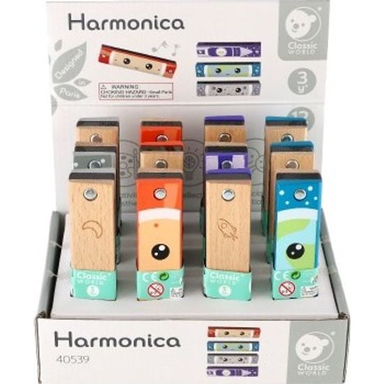 Harmonika dřevěná - mix 4 barvy