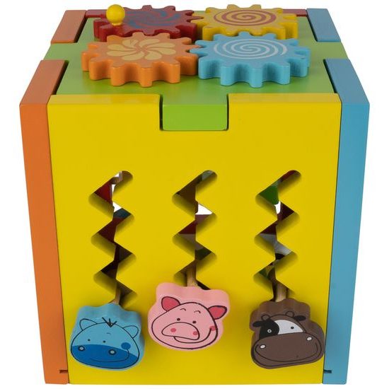 Dřevěná edukační kostka s autíčky 5v1