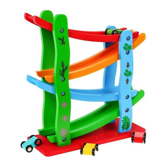 Dřevěná skluzavka se 4 autíčky Speeding Car