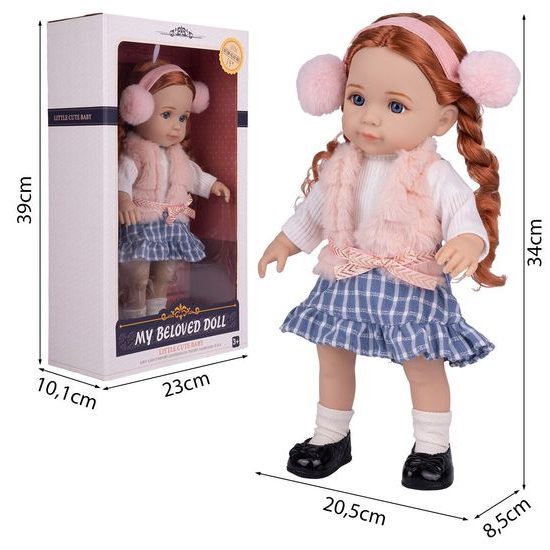 Dětská panenka s culíky Cute Doll 36 cm