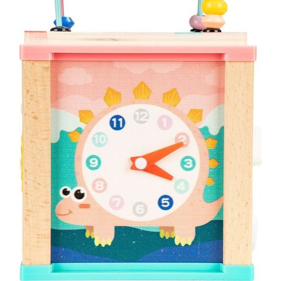 Ecotoys dřevěná edukační kostka s labyrintem Dino Cube 5v1