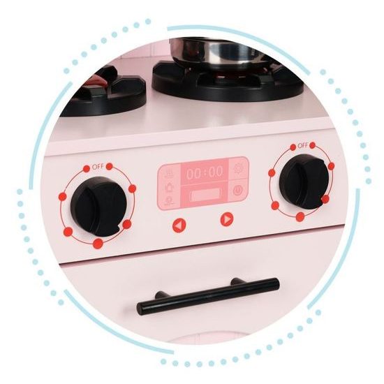 Ecotoys dětská dřevěná kuchyňka s příslušenstvím Domeček - růžová