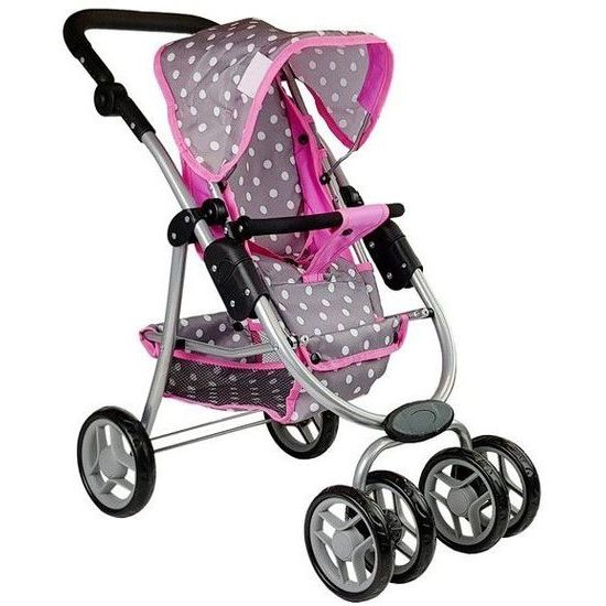 Alice kombinovaný kočárek pro panenky 3v1 - 9662M šedo-růžový