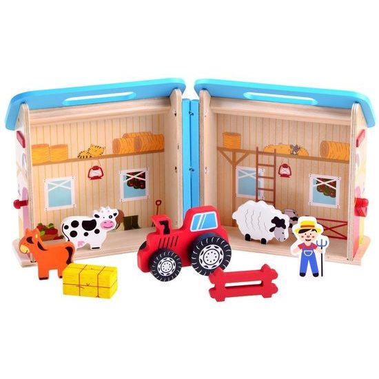 Dřevěný rozkládací domeček se zvířátky Farm House