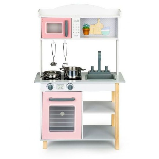 Ecotoys dětská dřevěná kuchyňka s příšlušenstvím Pink Kitchen