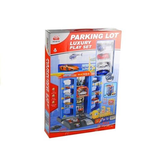 Majlo Toys parkovací garáž s výtahem a helikoptérou + 3 autíčka