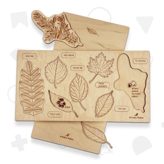 STROMY, LISTY A PLODY 3 - edukatívne drevené puzzle 26x49 cm