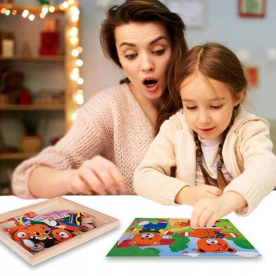 Dřevěná ukládačka s medvídky Bear Dress