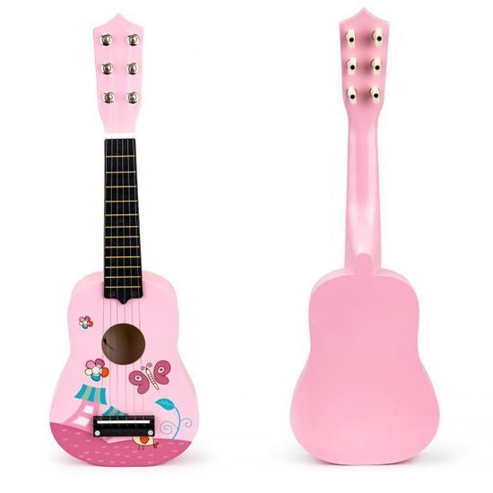 Ecotoys dětská dřevěná kytara Little Guitar růžová