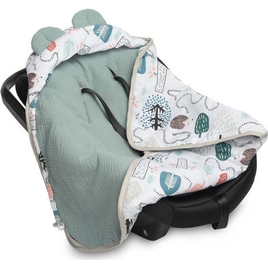 Mušelínová zavinovačka s kapuci do sedačky, Ježek, mátová