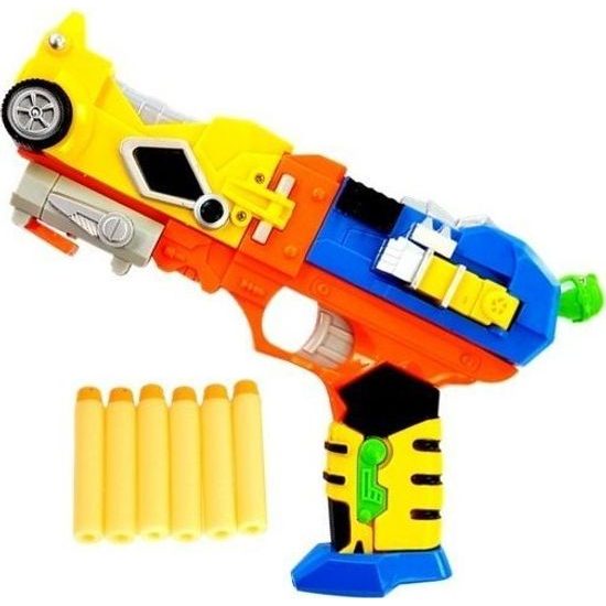 Robotická pistole na pěnové šipky s maskou