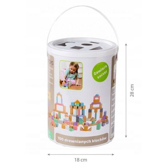 Ecotoys sada dřevěných kostek 100 ks v boxu