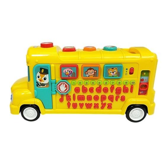 Huile Toys interaktivní naučný autobus pro nejmenší se zvuky School Bus