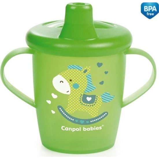 Nevylévací hrníček Canpol Babies Anywayup TOYS - zelený, 250 ml