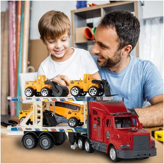 Nákladní autíčko se stavebními stroji na dálkové ovládání Truck Transport