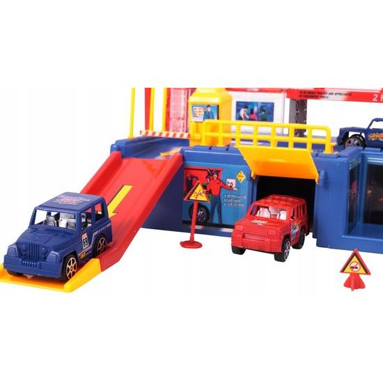 Parkovací garáž s výtahem, helikoptérou a 4 autíčky Parking Lot