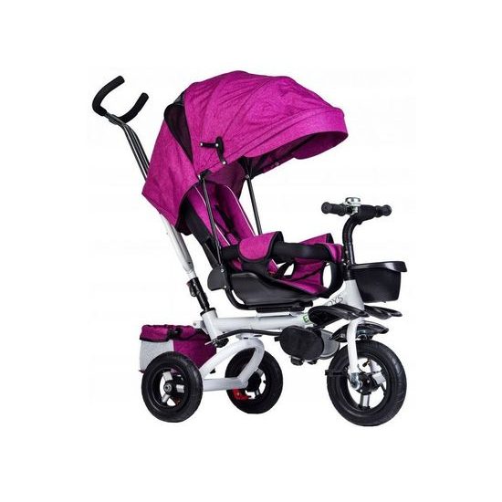 Ecotoys dětská tříkolka s otočným sedadlem Rotage růžová - nafukovací kola