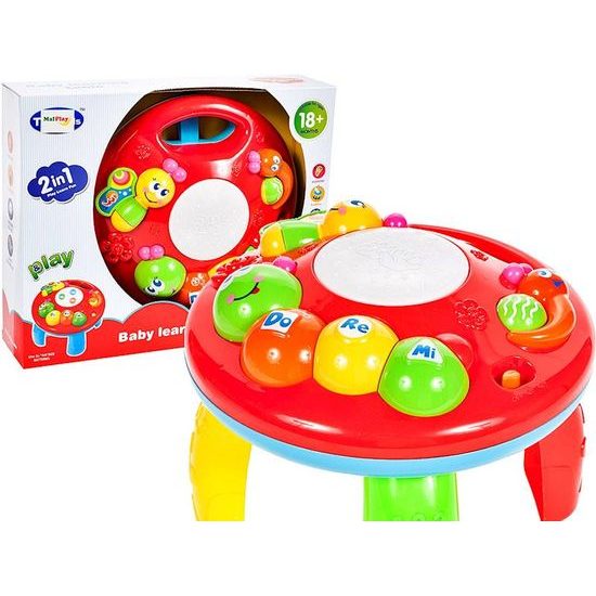 Edukační stoleček s piankem a zvuky 2v1 Housenka