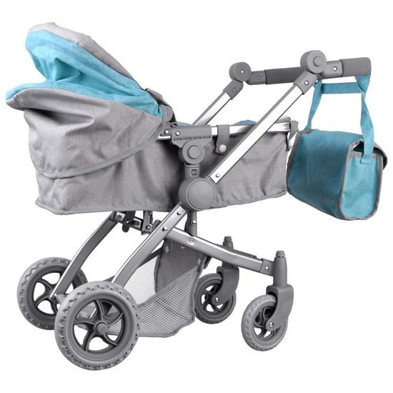 Kočárek pro panenky 4v1 kombinovaný Alice 4543 tyrkysový