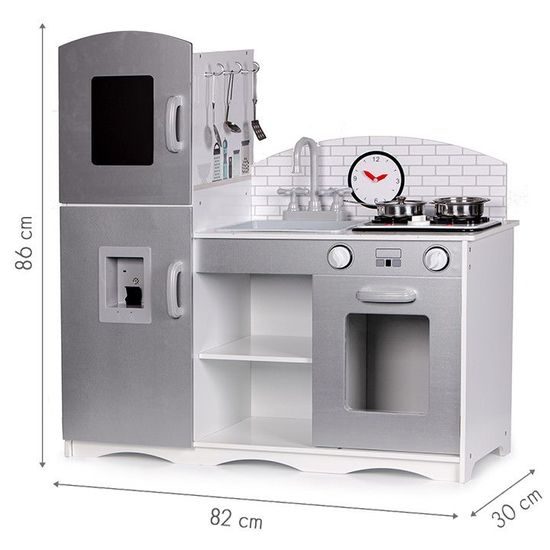 Ecotoys velká dřevěná kuchyňka s lednicí