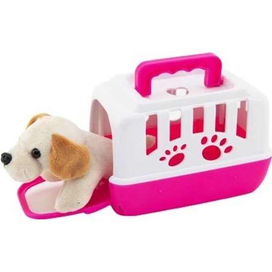 Plyšový pejsek v přenosném boxu - mix barev