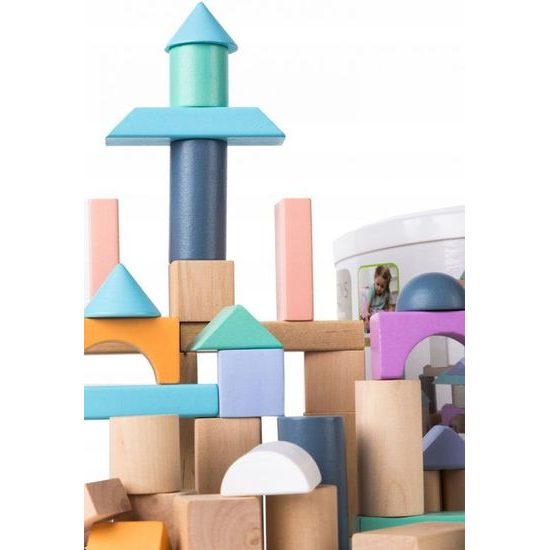 Ecotoys sada dřevěných kostek 100 ks v boxu